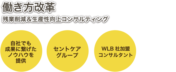 働き方改革 残業削減＆生産性向上コンサルティング 自社でも成果に繋げたノウハウを提供 セントケアグループ WLB社加盟コンサルタント