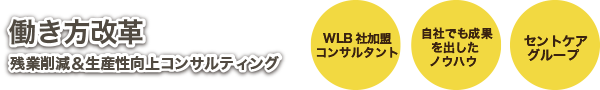 働き方改革 残業削減＆生産性向上コンサルティング 自社でも成果を出したノウハウ WLB社認定上級コンサルタント セントケアグループ